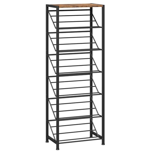 HOOBRO Narrow Shoe Rack for Small Spaces, Slanted Shoe Organizer