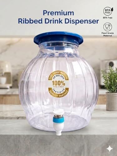 Image of 10 Litre Water Dispenser Jar with Tap | Food Grade Plastic | Leak Proof Spigot | BPA Free Storage Container for Home Kitchen Office (White)