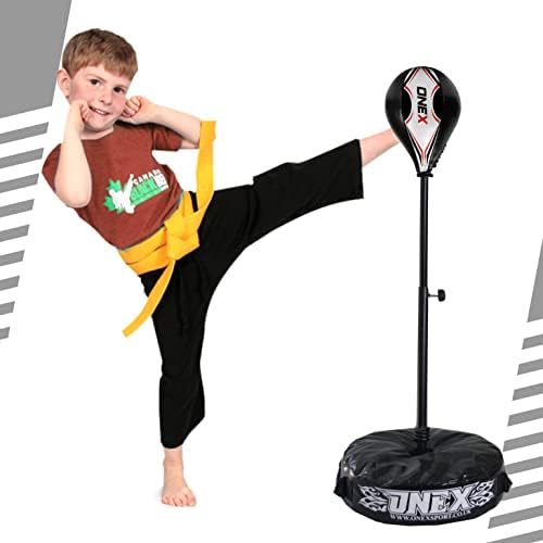 Punching Bag Boxing Set for Kids with Adjustable Kids Training Punching Ball Bag Standing Base with Stronger Spring and Boxing Gloves Toys Gifts for Boys Girls,