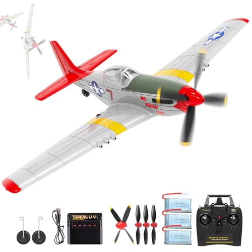 rcxsuv 4-Channel RC Plane P51 Mustang - Ready to Fly RC Airplane with X-Pilot Stabilization - Remote...