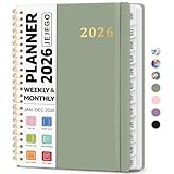 2026 Planner, Weekly and Monthly Calendar Planner Book, January 2026 - December 2026, Hardcover Spiral Planner with Monthly Tabs, Notes Pages, Perfect for Women & Men, A5 (6.4