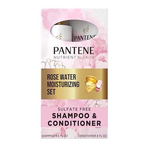 Pantene Nutrient Blends Miracle Moisture Boost Rose Water Shampoo & Conditioner Dual Pack for Dry Hair, Sulfate Free