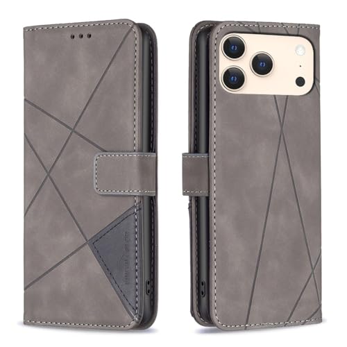 Étui en cuir iPhone 17 Air gris housse portefeuille élégante