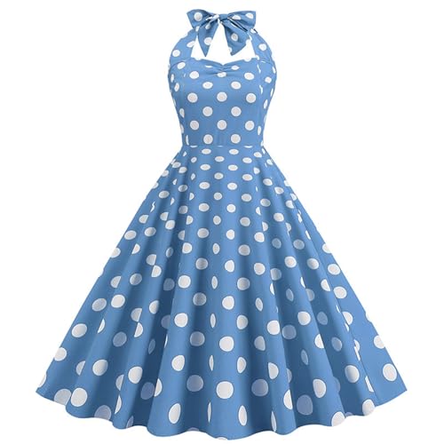 Bauzuoyo Vestido de lunares para mujer, elegante, rockabilly, vestido de noche para invitadas de boda, vestido de graduación, vestido de fiesta de los años 50, vintage, vestido de cóctel, retro