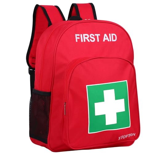 Mochila de primeros auxilios vacía, bolsa de emergencia roja para hogar y montaña