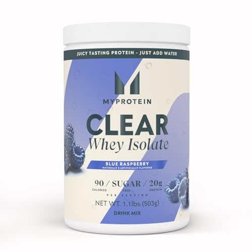 Image of Myprotein Clear Whey Isolate Protein Powder, 20 Servings (1.1lbs) Blue Raspberry, 20g Protein per Serving, Naturally Flavored Drink Mix, Daily Protein Intake for Superior Performance