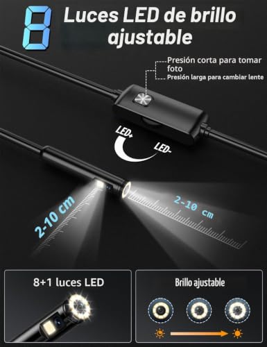 Endoscopio Industrial de doble lente 1920P HD con cable de 5m y resistencia IP67 para inspecciones 3