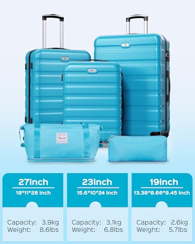 Image of Suitour Luggage Sets 5 Piece Hardshell Suitcases with Spinner Wheels TSA Lock, Lightweight ABS Carry On Suitcase Set for Travel Business