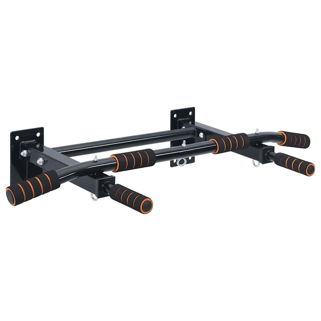 Barra per Trazioni da Parete, Dip Station per Home Gym, Struttura in Acciaio, 92 x 51 x 18 cm, Portata fino a 150 kg, Nero e Rosso