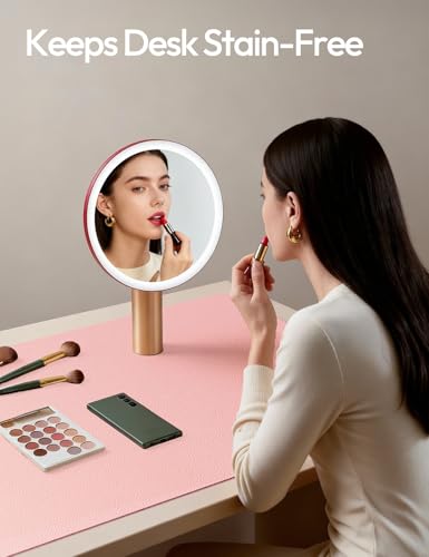 Image of YSAGi Leather Desk Pad Protector, Office Desk Mat, Large Mouse Pad, Non-Slip PU Leather Desk Blotter, Laptop Desk Pad, Waterproof Desk Writing Pad for Office and Home (35.4 inch x 17 inch, Light Pink)