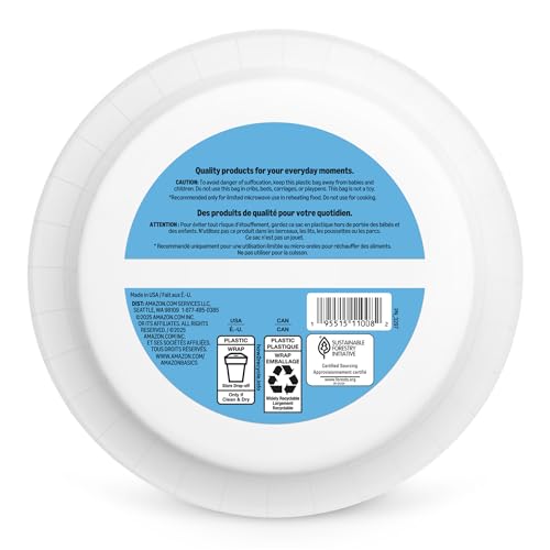 Image of Amazon Basics Ultra Paper Plates, 8.62 Inch, Disposable, 64 Count, Packaging May Vary