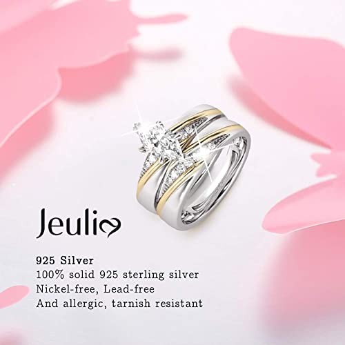 Jeulia Diagonal Marquise Cut Wedding Rings Engagement Rings For Women Anniversary Promise Ring Bridal Sets 925 Sterling Silver With 1.6 Ct Primary Stone+ 0.32 Ct Side Stone #TOP6