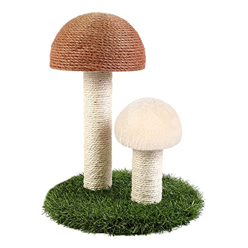 手作りスクラッチコラムしっかりしたベース付きスクラッチャーマット用家の装飾かわいいキノコの形のデザインスクラッチャータワー屋内猫用