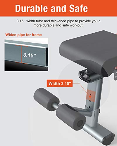 KingStone Weight Bench, Adjustable Weight Bench Strength Training Workout Bench Gray