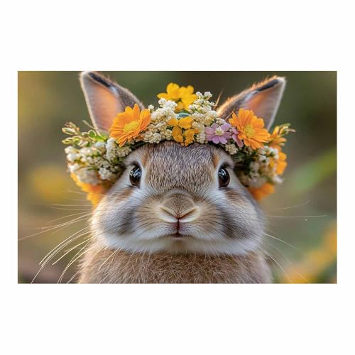 Toile lapin drôle affiche vintage fleurs décoration murale minimaliste salon 70x100