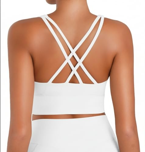 Image of Sunzel Sunzfly Sports Bra for Women, Scoop Neck Crisscross Back Padded Low Impact Bras Tops for Workout Yoga Gym