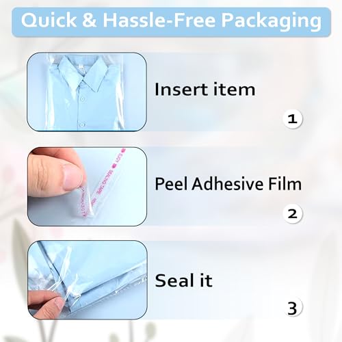 Image of GLUN Transparent BOPP Packing Bags with Sealing Tape Flap, Pack of 50 Pieces Size 12x16 Inch, Strong Heavy-Duty Industrial Grade Shipping Packaging Bags