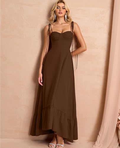 Image of GLNEGE Women's Summer Corset Wedding Guest Maxi Dress Spaghetti Strap Ruffle Formal Dresses Flowy A Line Tea Party Sundress