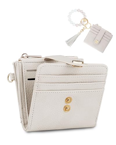 Image of Keychain Wallet Wristlet for Women,RFID Small Wallet | Wallet Wristlet with Zipper Coin Pocket,Vegan Leather Card Wallets for Women, 2 ID Window,Gift