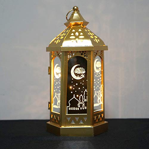 Lurrose Lanterna de Vela Marroquina Suporte de Vela Pendurado Vintage Led Decorações Ramadan Centro