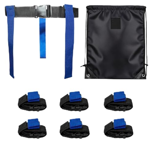 HE Adult Flag Football Belts 40″ Adjustable, Extra-Wide 2″ Heavy-Duty Polypro – Made in USA Lifetime Waranty Several Colors (7, Blue)