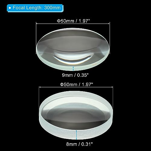 Image of PATIKIL 0.4 inch (10mm) Focal Length Double Convex and Concave Lens Set, Glass Optically Polished Round Edges Lens for Physics Experiment Classroom, Clear