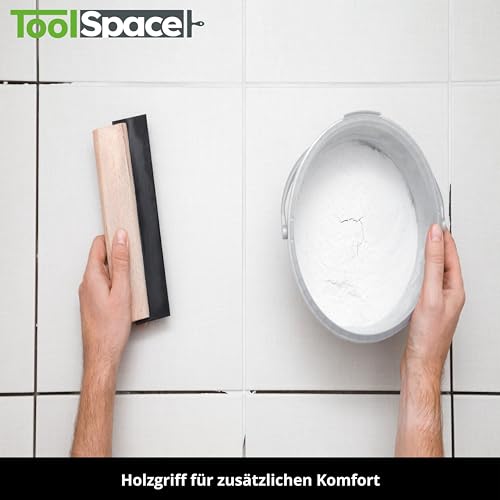 ToolSpace Gummispachtel 250 mm Fliesenspachtel Fugengummi Holzgriff - Verfuggummi - Werkzeuge für Steingut Fuggummi Glättkelle Gummi Ergonomisch Arbeit