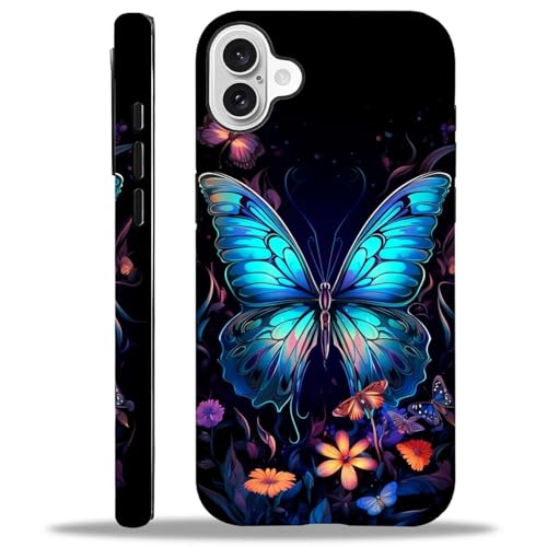 Compatible with iPhone 16 Case,Butterfly Among Flowers Pattern 2 in 1 Double Protection,Anti-Scratch Shockproof Case for iPhone 16