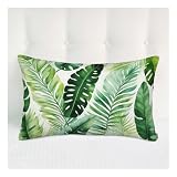 Siwehtu Throw Pillows Palm Leaf Decorative Pillow Covers for Bed, Green Tropical Palm Fern Leaves Pillow Protectors with Zipper for Couch Office Sofa Polyester 20x30 Inches