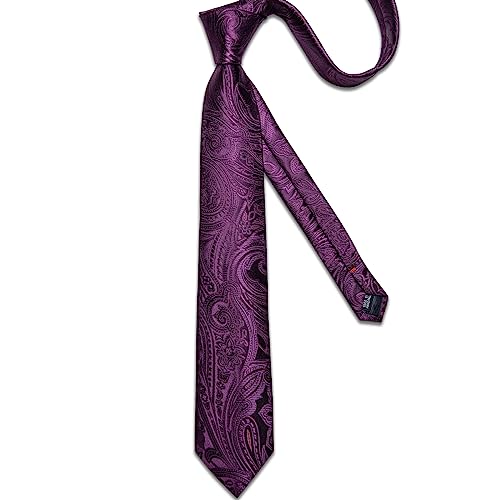 Image of DiBanGu Mens Paisley Tie Sets Silk Jacquard Woven Floral Necktie and Pocket Square Cufflinks Wedding Business Party