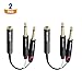 Cable Matters 2-Pack 1/4 TRS to Dual TS Stereo Audio Splitter Cable (Dual 1/4 Inch TS to TRS Female Adapter) in Black - 6 Inches / 0.15 Meters
