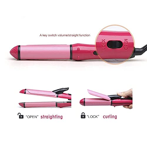 Image of nuovva 2-in-1 Mini Hair Straightener & Curler for Women | Ceramic Coated Plates, 30s Fast Heating Hair Styler (Pink) | Anti-Frizz Ionic Technology with 360 Swivel Cord & Travel Lock