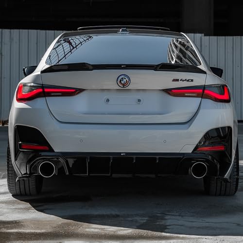 Oneway Heckschürzenansätze (Seitenteile) kompatibel mit BMW 4er G26 M-Pack/M440i 2021- - Schwarz glänzend