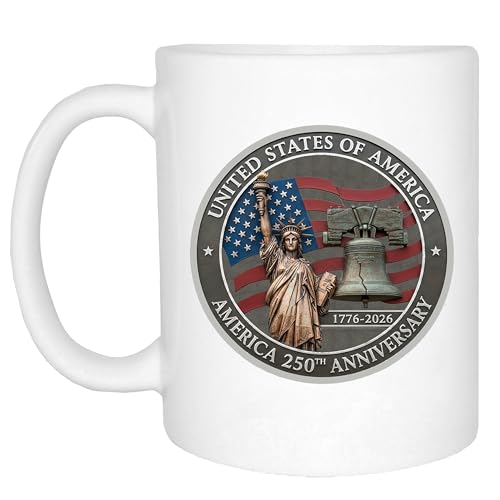 Rogue River Tactical 250th Anniversary America Years Patriotic USA Flag Funny Coffee Mug Novelty Cup Gift 1776-2026 (Liberty)