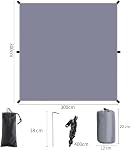 Camping Tarp Waterproof, Hammock Rain Fly Tent Tarp, UV Protection and PU 4000mm Waterproof, Lightweight Tarp for Camping, Outdoor Backpacking, Hiking Survival Shelter, Grey, 3x3M
