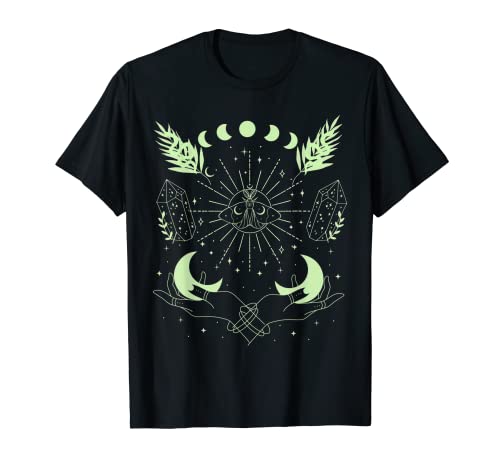 Witchy Aesthetic Moon Phases, Moth, Stars, Crystals & Snakes T-Shirt