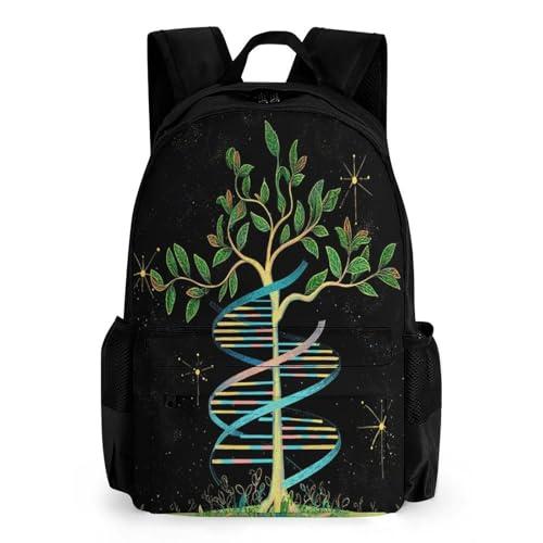 Supdreamc Backpack Multipurpose Anti-Theft Large Capacity Bookbag - Dna Tree Of Life Art Travel Hiking Daypack With Side Pockets