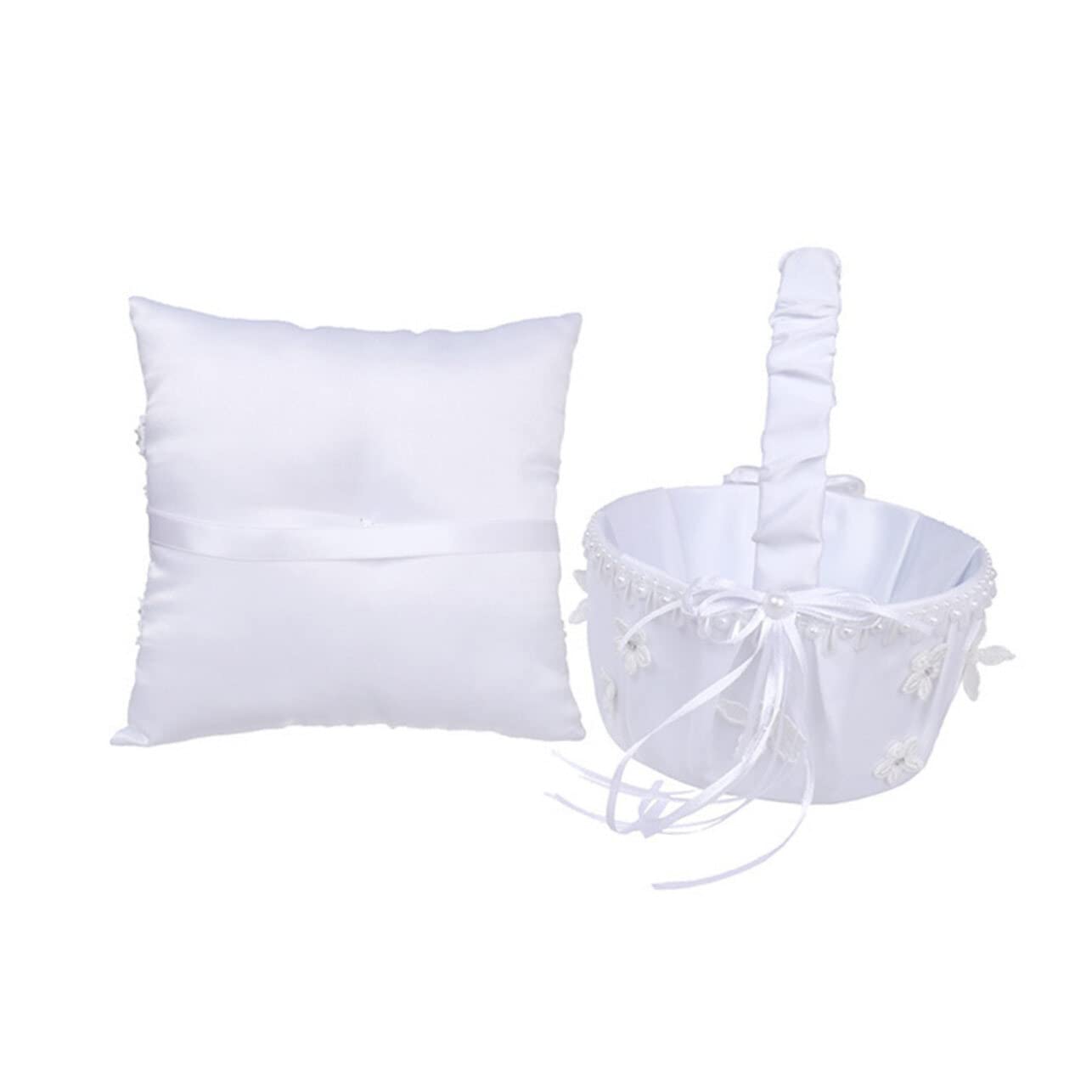 ifundom Ifundom Almohada De Caja De Anillo Canasta De Rosas De Boda Porta Pétalos Cesta Niña Cesta De Boda Cesta De Niña De Boda Canasta De Flores Antiguas Novia Corbata De Moño