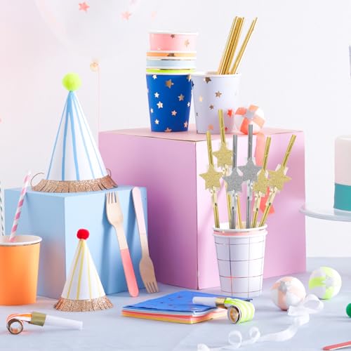 jojofuny 40 pcs pitillos de papel dorados y plateados miniatura 6