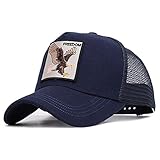 Moda Media Malla Transpirable Gorra Deportiva Unisex, Animal Embroidered Cómoda Tela Elástica Gorra De Béisbol De Velcro Ajustable Gorros Casuales Gorras De Béisbol De Hip Hop Caza Pesca (Aguila-03)