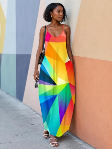 Image of SUZONANA Women Plus Size Summer Maxi Dress Spaghetti Strap Loose Sundress