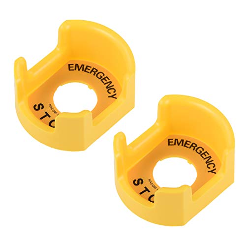 uxcell 30mm Push Switch Button Protective Cover With Emergency Stop Warning Circle Yellow 2pcs