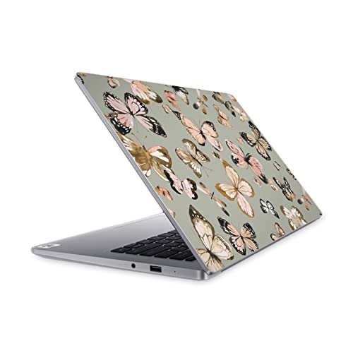 Skin Mi Notebook 14 Ninola Papillons Or Vert Autocollant de Protection PC Portable