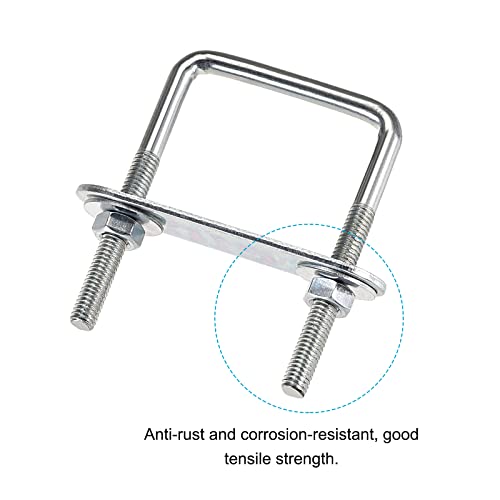 Image of METALLIXITY U Bolts 2 Sets (M6x42x70mm), Square U Bolt Carbon Steel with Accessories - for Construction, Pipe