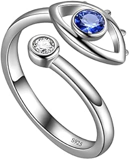 Jewmon Evil Eye Necklace Blue Third Eye Earrings Stud Trukish Evil Eye Ring 925 Sterling Silver Protection Amule Eye Jewelry for Women Girls Mom Daughter Sisters Christmas Gifts Birthday Gifts for Her