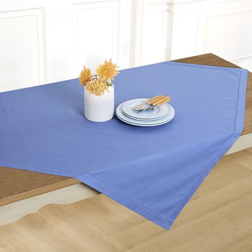 Solino Home Cotton Linen Square Table Cloth, Throw Dusty Blue, 52 x 52 in