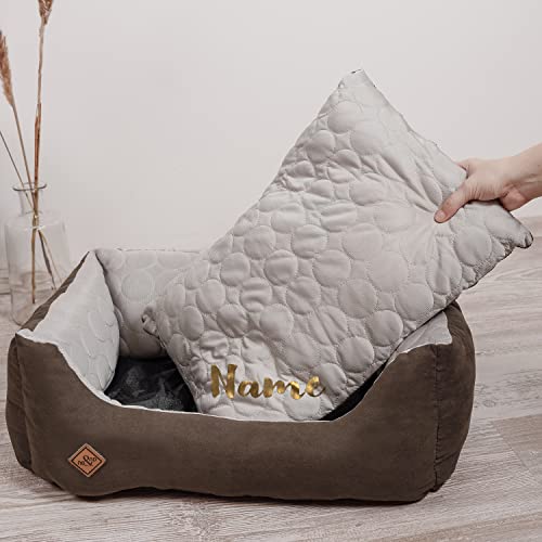 ne&no® Cuccia per gatti 2 in 1 Personalizzata [tessuto rinfrescante e riscaldante] | Divano per cani di piccola taglia e gatti | Letto morbido per gatti 35 x 45 | (Br, S, pers.)