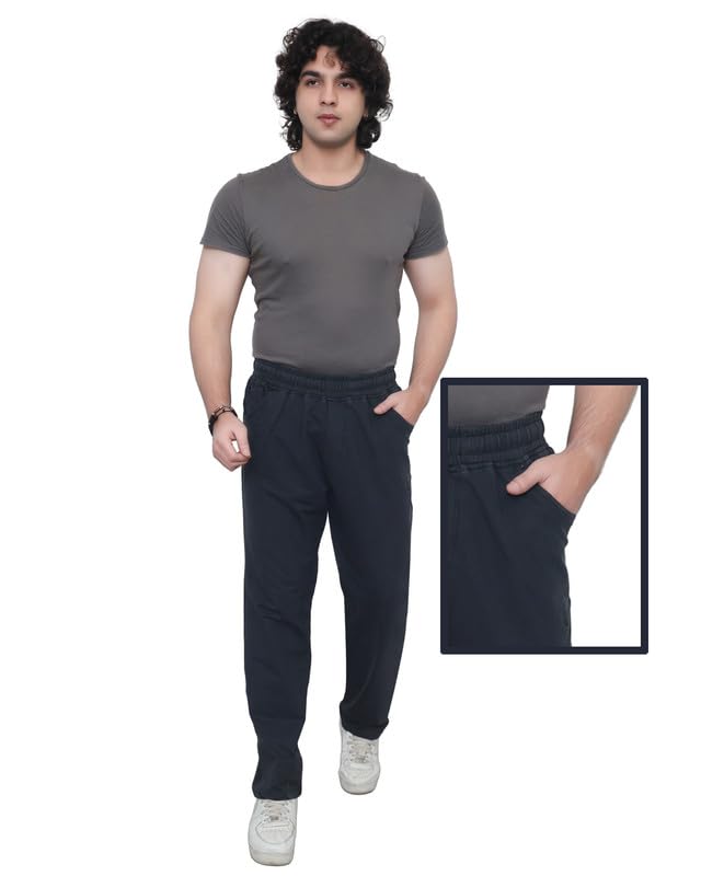 Image of Men's Premium Cotton Blend Trouser | Soft Breathable Casual Pants for Men | Regular Fit Stylish Lower for Office, Travel