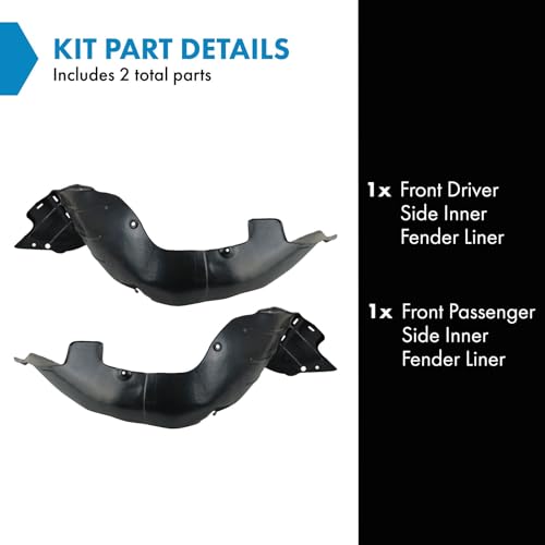 Image of TRQ Front Driver and Passenger Side Inner Fender Liner Set Compatible with 2011-2013 Hyundai Elantra