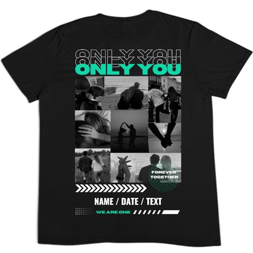 Latostadora Camiseta Personalizada Boyfriend Girlfriend - Pareja Foto Collage Texto - Only You Personalizable - Regalo Navidad Personalizado San Valentín
